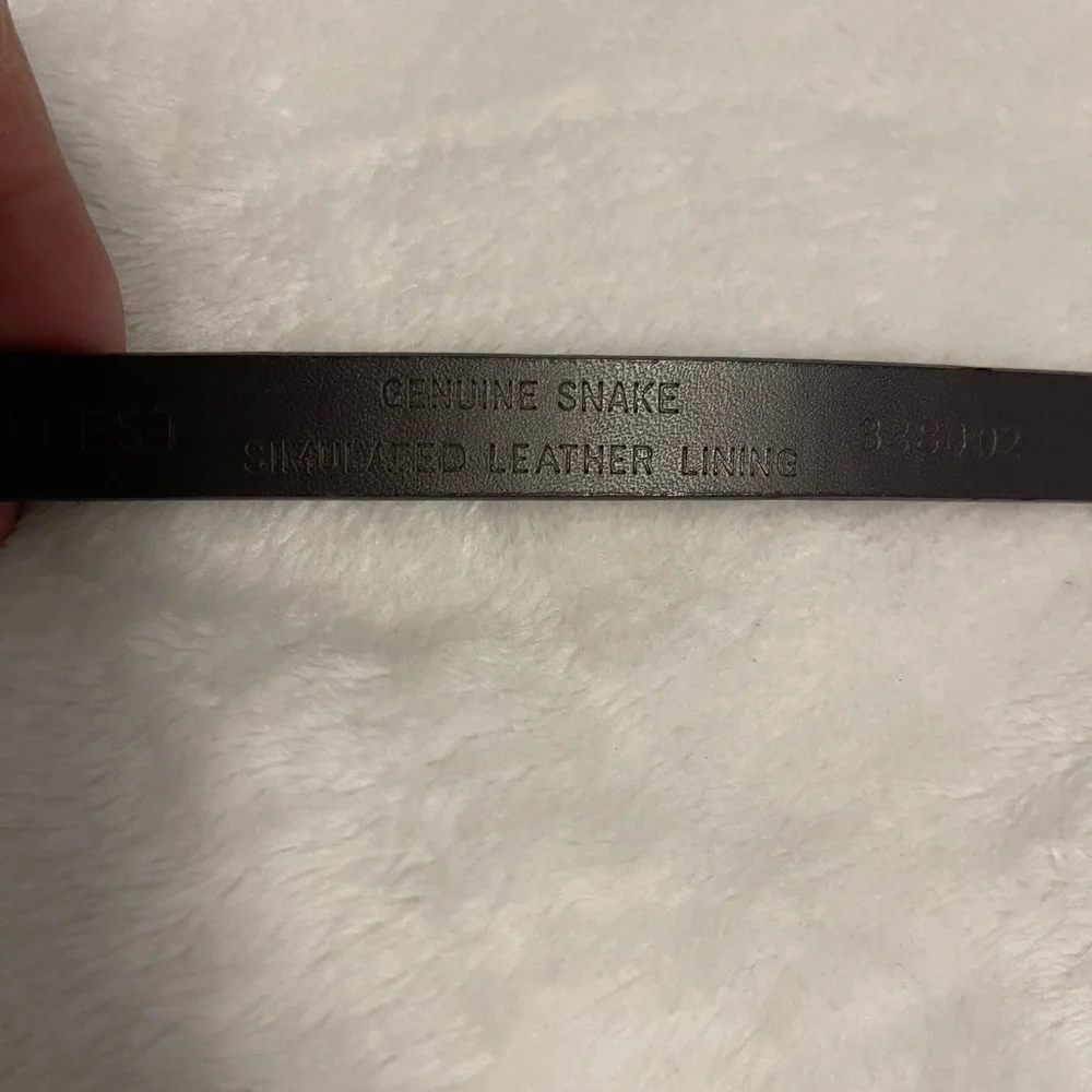Nine West Genuine Snake Simulated Leather Lining Women belt Medium Brawn